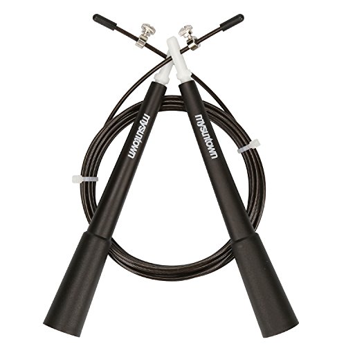 Springseil, Mysuntown Springseil High Speed Seil Profi Springseil ca. 3m leicht verstellbar mit Kugelgelenk und Transporttasche Ideal für Sprot & Fitness: Boxen, Crossfit, MMA, WOD