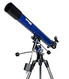 Telescopio Refractor Meade Polaris 80, pensado para llevar la observación astronómica al siguiente nivel. 80 mm de apertura, 900 mm de relación focal. Oculares de 6,3, 9 y 26 mm. Montura ecuatorial alemana con indicadores precisos de ascensión recta y declinación, trípode de acero inoxidable, buscador de punto rojo, escudo de rocío integrado, diagonal erectriz de imagen