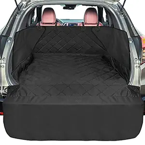 SUV Cargo Liner for Dogs, F-color Upgraded Waterproof Pet Cargo Cover with Full Side Flap Protector, Dog Seat Cover Mat for SUVs Sedans Vans with Bumper Flap, Non-Slip, Large Size Universal Fit, Black