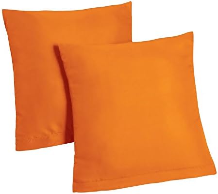 2x pieces Microfibre Cushion Covers Pillow Cases, Microfibre, Orange, 80 x 80 cm