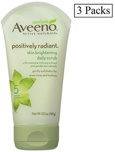 Aveeno Positively Radiant Skin Brightening Exfoliating Daily Scrub 5Oz ( Pack of 3 )