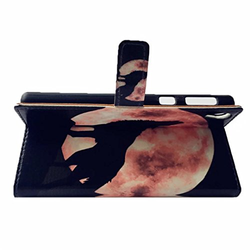 Sony Xperia E5 Hülle Handytasche, MUTOUREN 2 in 1 Zubehör für Sony Xperia E5 Slim PU Tasche Klapp Flip Folding Magnetisch PU Leder Flip Cover Tasche mit Kartensteckplatz Brieftasche Hinterschale Kartenschlitz + Metall Stift Stylus – Wolf - 4