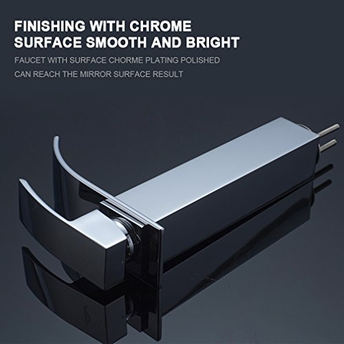 Auralum® Elegant verlängerte Hoch Einhebel Mischbatterie Wasserhahn Armatur Waschtischarmatur Wasserfall Einhandmischer für Bad Badezimmer Waschbecken - 8