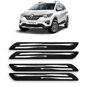 XGuard Car Bumper Protector Guard for Renault Triber with Rust Proof Double Chromium Strip (Black Set of 4-Pcs)