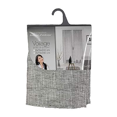 douceur d'intérieur paire droite passe tringle 2x70x200cm voile milza anthracite
