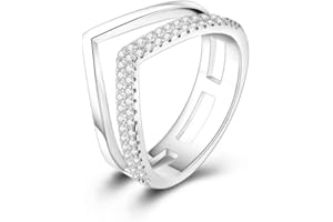 QIKAOLA Anello da donna in argento 925 con zirconi colorati Anello vintage Anello impilabile