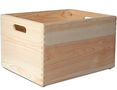 Creative Deco XXL Grande Caisse de Rangement en Bois Simple | 40 x 30 x 24 cm | avec Poignées | Boîte Multi-Usage à Décorer | Non Peinte | Parfait pour Documents, Objets Variés, Jouets et Outils
