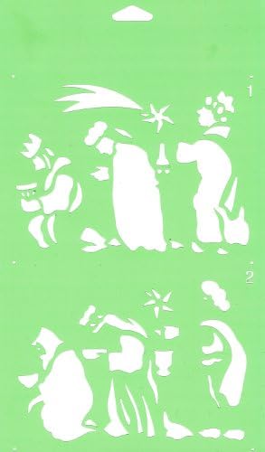 30cm x 17.5cm Reusable Flexible Plastic Stencil (2 STEPS) for Cake Design Decorating Wall Home Furniture Fabric Canvas Decorations Airbrush Drawing Drafting Template - 3 Wise Men Christmas Xmas