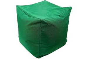 Artistic Fashionista* New Waterproof Square Cube Bean Bag Indoor Outdoor Garden Footstool Rest Seat Pouffe Ottoman Beanbag 40x40x40 cm (Dark Green)