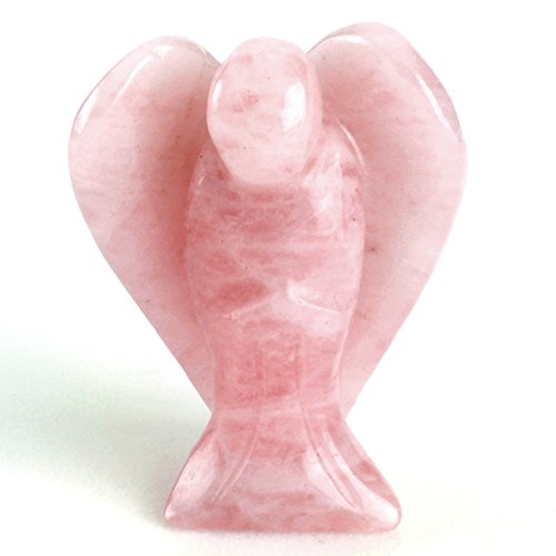 JOVIVI Dekoration Reiki Edelstein Kristall Engel Figur Schutzengel Talisman Gluecksbringer Energietherapie Deko(Rosenquarz) - 2