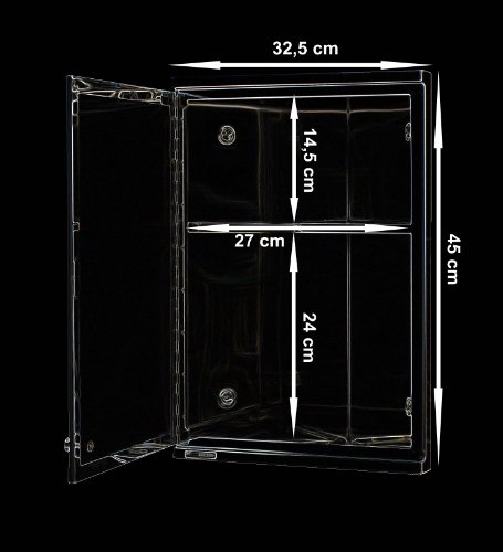 Hochwertiger Designer Eckspiegelschrank Maße: 190*300*450-Spiegel und Rahmen gesamt: ca. 325 x 450 x 190 mm (B x H x T)Material Spiegel: Kristallglas Material Schrank: hochglanzpoliertes Edelstahl (sehr edel)- - 4
