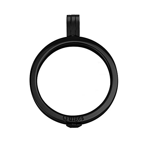 Quiges Black Plated Stainless Steel Interchangeable Coin Keeper Pendant 33mm Large