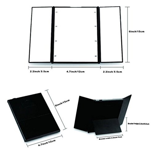 lmeison Premium Tri-Fold LED-beleuchteten Travel Make-up Spiegel (schwarz) - 6