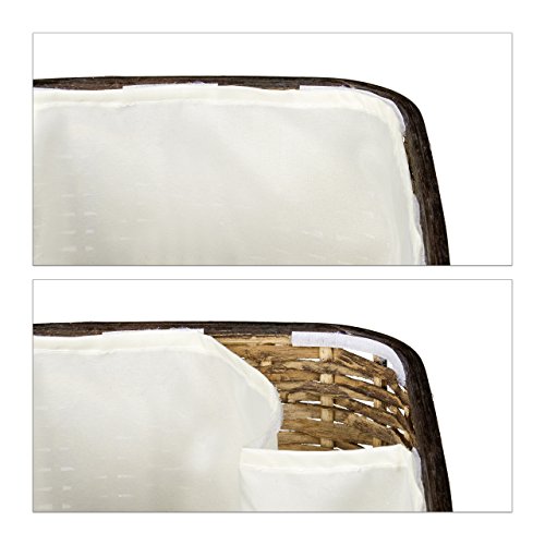 Relaxdays Wäschekorb 3er Set geflochten Rattan eckig HBT 54,5 x 45,5 x 33,5 cm stapelbare Wäschetruhe mit herausnehmbarem Wäschesack waschbar Wäschebox ca. 69 L Wäschesammler atmungsaktiv, schokobraun - 6