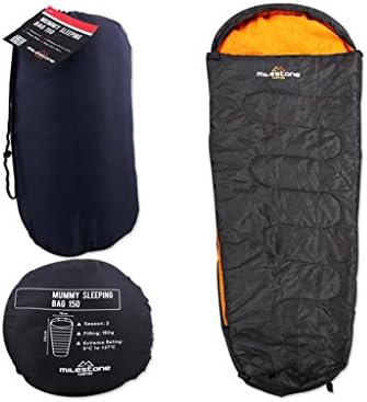 Milestone Charcoal Mummy Warm Single Sleeping Bag Summer Camping Caravan Travel Outdoor Trekking Hiking Warm Hard-Wearing Comfortable Travelling Journey Nature Wilderness Wanderlust