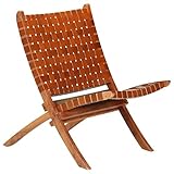 Farbe: Braun vidaXL Relaxstuhl Echtleder Kreuzstreifen Braun Klappstuhl Sessel Leder Stuhl