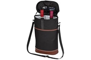 QIUPFGUT Weintragetasche, gepolsterte, isolierte Tasche für 2 Flaschen mit Schultergurt für Reisen, Picknick, Byob, Party, Weinprobe