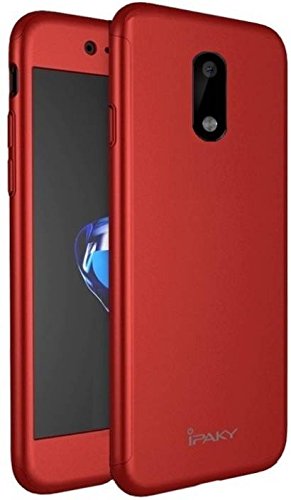YCNEX 360 Degree Full Body Protection Front & Back Cover (iPaky Style) with 2.5D HD+ Curved Tempered Glass for Nokia 6 - (Red)