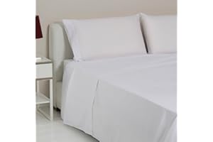 LARA MORADA - Set Completo Lenzuola Letto Singolo, 100% Cotone, Made in Italy, Tinta Unita, Per Letto Singolo 1 Posto Bianco
