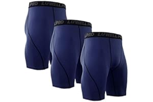LUWELL PRO 3 Pack Compression Shorts Mens Quick Dry Running Shorts Base Layers Men for Training,Basketball,Gym