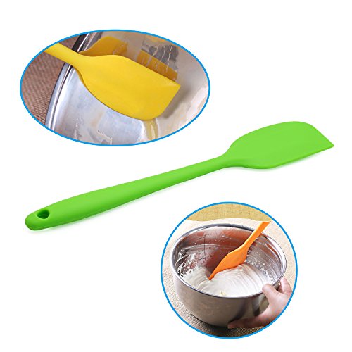 Belmalia 3x Teigschaber Silikon, einteilig, 22 cm Set Blau + Grün + Pink Rosa - 2