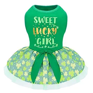 KYEESE St. Patrick's Day Dog Dress Dog Skirt Tulle for Small Dogs Sundress Puppy Dress Summer