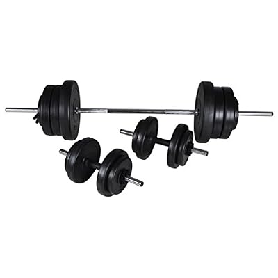 vidaXL Kit de barre d'haltère et 2 haltères 60,5kg