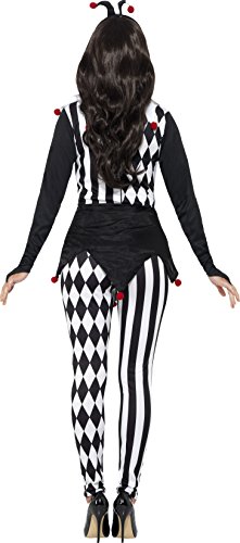 Smiffys Adult Women's Halloween Female Jester Costume, Top, Leggings and Headband, Cirque Sinister, Halloween, Size: S, 45202