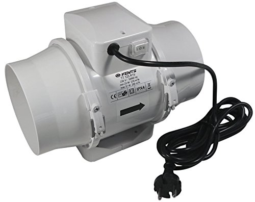 Ventilution TT 125 Mixed In-Line Lüfter 220 - 280m³/h, 125mm Anschluß/Flansch, Rohrventilator 2-Stufig, Axialrohrlüfter, Ablüfter, Belüfter, Badlüfter
