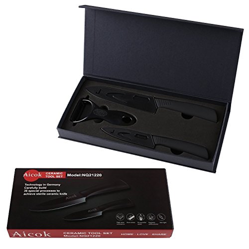 Aicok Keramikmesser Set Spiegelfläche, Küchenmesser Set Für Obst Gemüse, 2-teilig Messer und Gemüse Peeler Küchenwerkzeug Set - 7