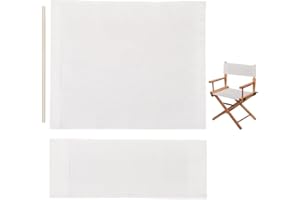 GORGECRAFT 1 Ensemble de Housse de Chaise de Rechange en Toile Blanche Décontractée pour Siège et Dossier de Remplacement en Toile avec 2 bâtons en Bois pour Siège de Réalisateur Pliable Portable