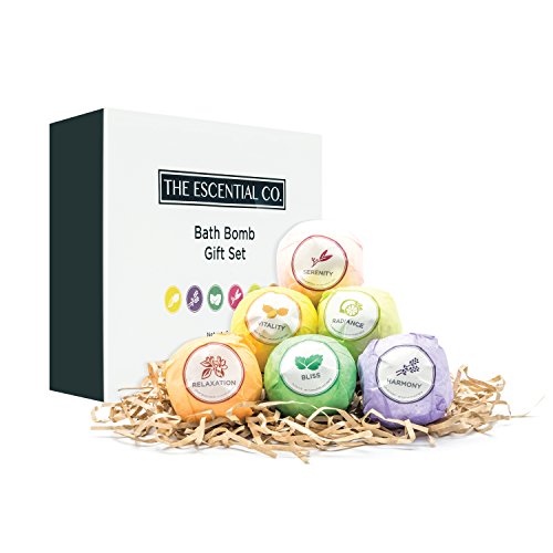 The Escential Co. Bath Bomb Gift Set, Organic and Natural Bath Bomb Essential Oils Set, 6 VARIETIES AND FRAGRANCES
