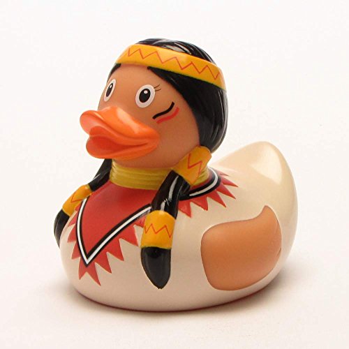 Quietscheente Indianerin Ente, Gummiente, Quietscheentchen, Badeente, Quietsch Ente, Sammelfigur, Gummi Bade Spielzeug, LiLaLu, 2065