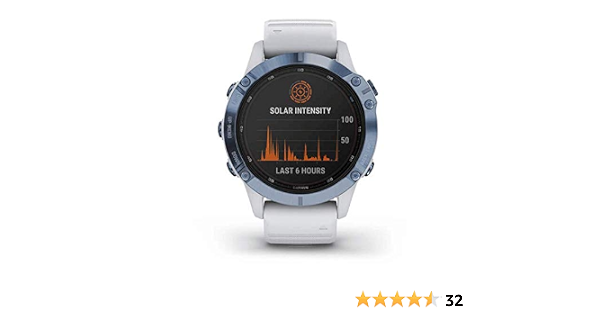 Garmin fēnix 6 Pro Solar, 47mm Titanio Blu Minerale con Cinturino Bianco  Pietra - GPS Smartwatch con Ricarica Solare, Display a Colori, App  Multisport, Bussola, Barometro e Altimetro 010-02410-19 : Amazon.it: Orologi