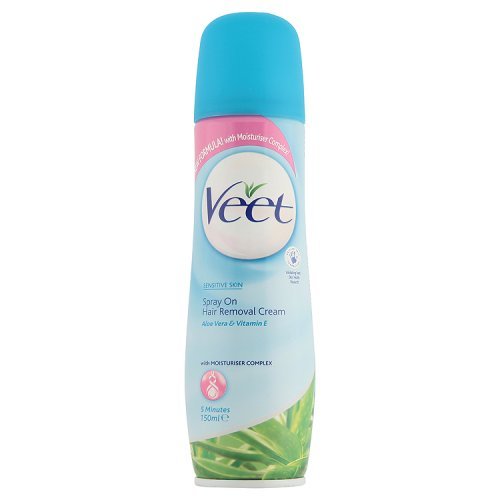 Veet Spray On Hair Removal Cream for Sensitive Skin, 150 ml