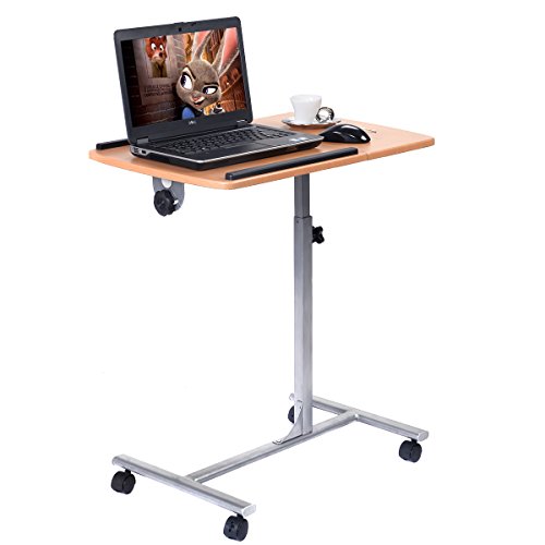 Costway Notebookständer Laptoptisch Notebooktisch Rolltisch Betttisch Pflegetisch mit Rollen und Bremsen höhenverstellbar - 2