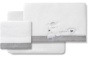 various Interbaby - Juego de Sábanas de Invierno para Minicuna en Coralina (BCO/Gris Amoroso)