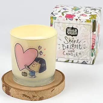 Alicia Souza | Girl Heart Scented Candle | Floral Scent | 325 gm | 15 Hour Burn time | 7.5cm Height | Reusable Glass | Hand Illustrated Design