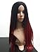 Tsnomore Silky Long Black to Red Ombre Synthetic Wig