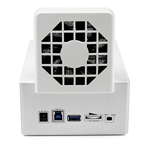 StarTech.com USB 3.0 Dual SATA/SSD Festplatten Dockingstation mit USB Schnelllade-Hub, UASP-Unterstützung und Lüfter – Weiß - 3