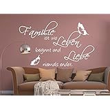 Wandschnörkel® Wandtattoo AA121 FAMILIE ist wo Leben beginnt...Spruch Schmetterlinge Wanddekoration Wandaufkleber Wohnzimmer Farbe./Größenauswahl Wandaufkleber