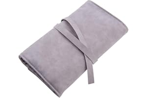 Pireunthera Makeup Brushes Rolling Case Pouch Portable Travel Makeup Bag Cosmetic Brush Storage Case for Cosmetic Tools Portable Folding 14 Pockets, Gray