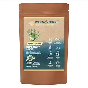 ROOTS AND HERBS Neem and Fennel Depilatory Ubtan (powder) for Hair Removal- Hands, Legs, Underarms, Bikini Area 200 gms