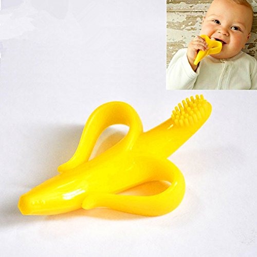 Edealing Environmentally Safe Baby Teether Teething Ring Banana Silicone Toothbrush