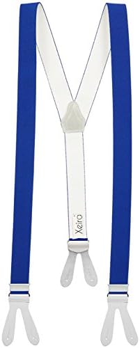 High Quality Trouser Braces / Suspender available in many different Colours with real Leather Patten/ Strap - Made in Germany - more than 30 Colours Available (Royal Blue / Weiß)