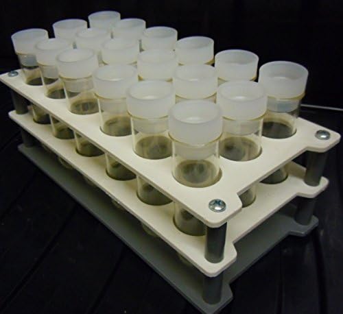 High resistance TPX test tubes with stoppers and tray