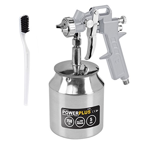 Preisvergleich Produktbild POWAIR0106 Druckluft Farbspritzpistole Hochdruck-Spraypistole, Spritzpistole, Lackierpistole, Saugbecherpistole mit 750ml Aluminium-Becher
