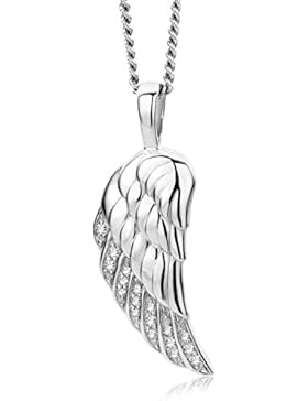 Miore Damen-Kette 925 Sterling Silber Panzerkette mit Anhänger Engelsflgel Zirkonia 45 cm