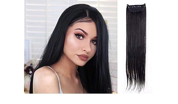 Morges Synthetic Straight Hair Extensions In 3 Clips Natural Black