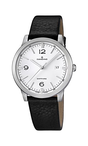 Candino Herren Quarz-Uhr mit weiem Zifferblatt Analog-Anzeige und schwarz Lederband C4511/1 Candino Herren Quarz-Uhr mit weiem Zifferblatt Analog-Anzeige und schwarz Lederband C4511/1